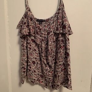 Ruffle floral button down tank top